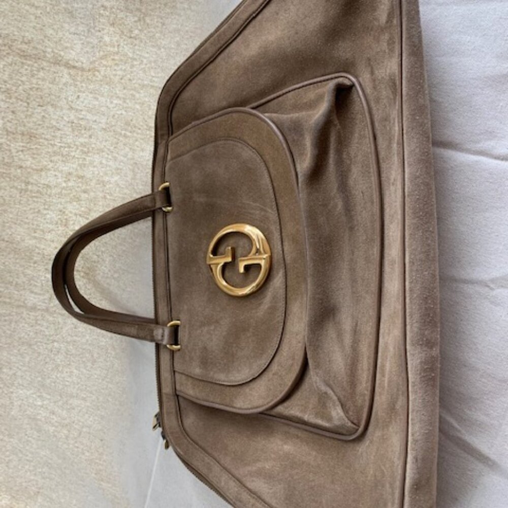 Gucci Tan Suede 1973 Top Handle Satchel - Picture 16 of 16